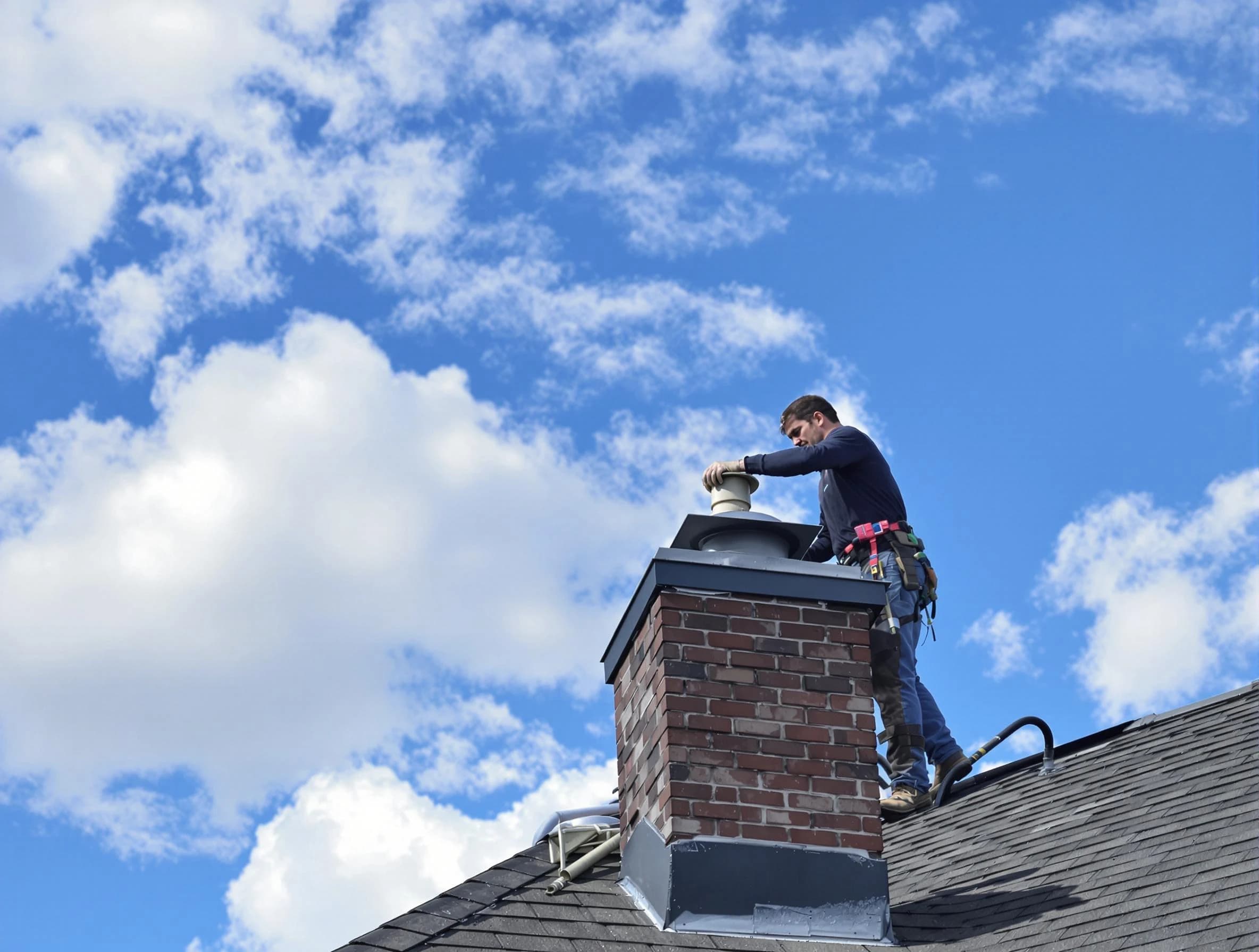 Murfreesboro Chimney Sweep installing a sturdy chimney cap in Murfreesboro, TN