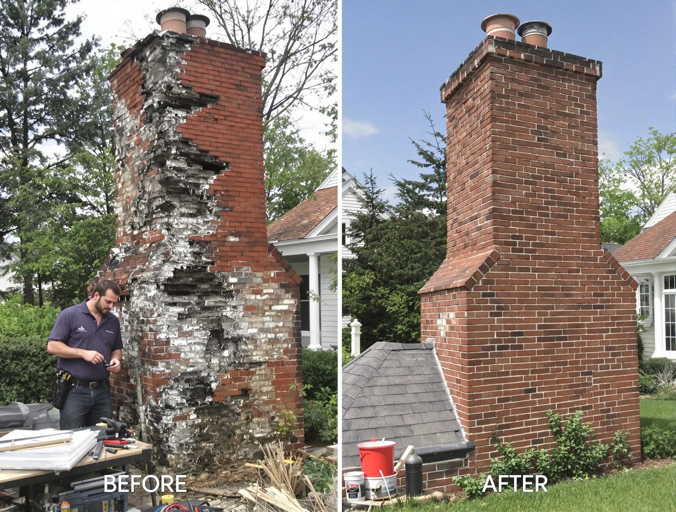 Murfreesboro Chimney Sweep performing a full chimney restoration in Murfreesboro, TN