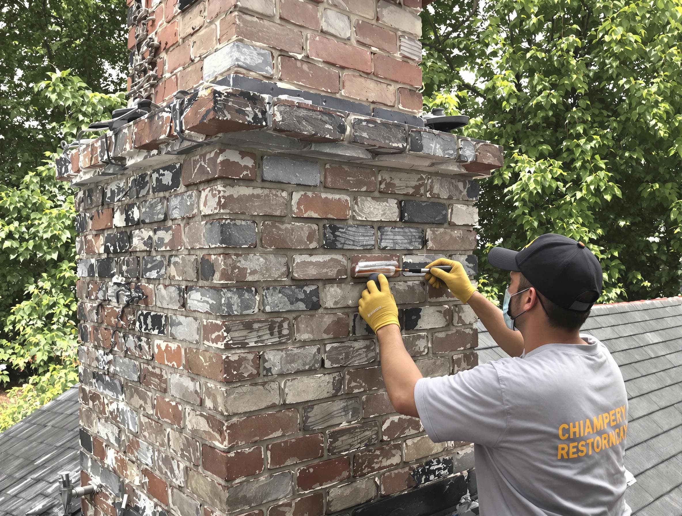 In-progress chimney restoration by Murfreesboro Chimney Sweep in Murfreesboro, TN