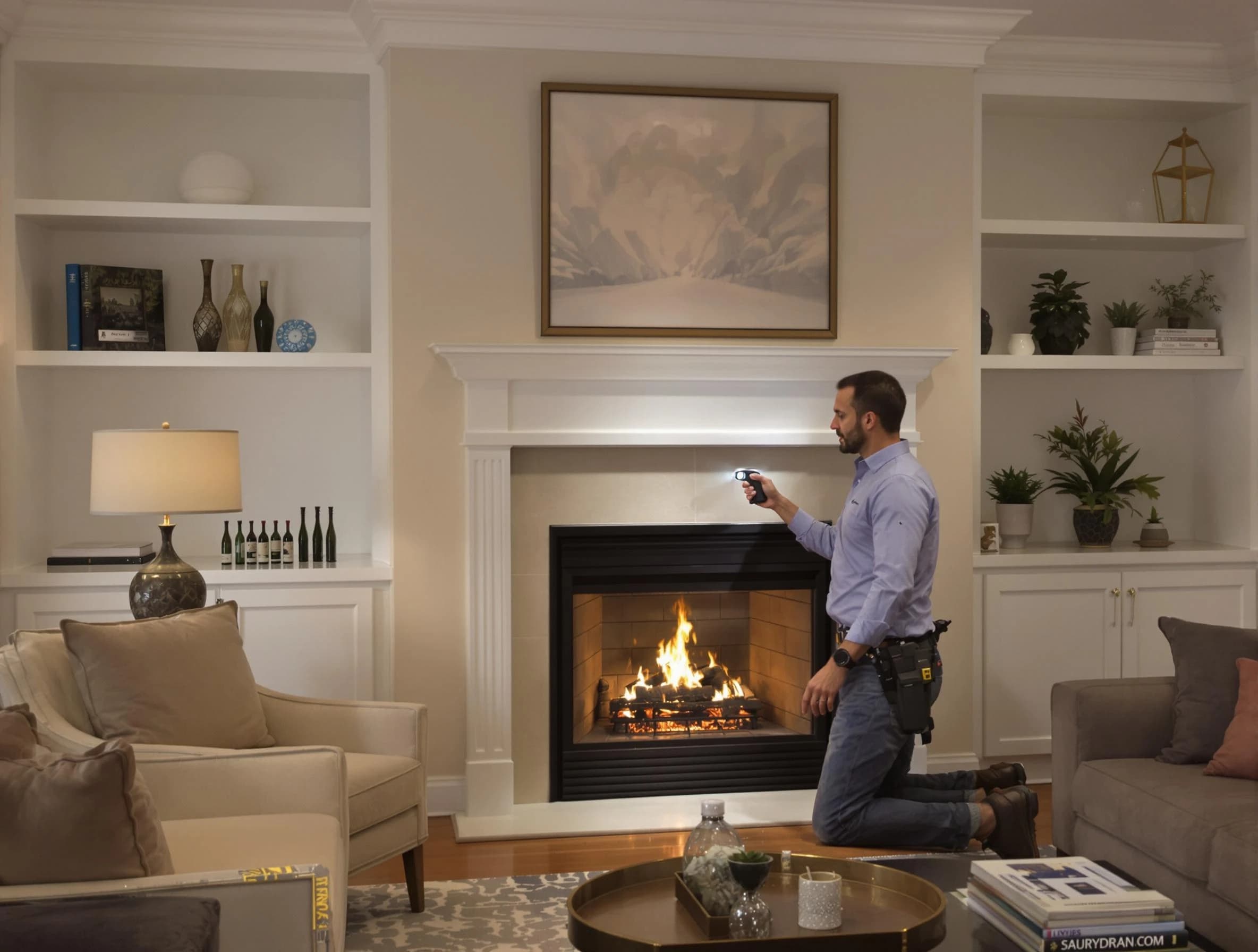 Murfreesboro Chimney Sweep conducting a fireplace safety inspection in Murfreesboro, TN