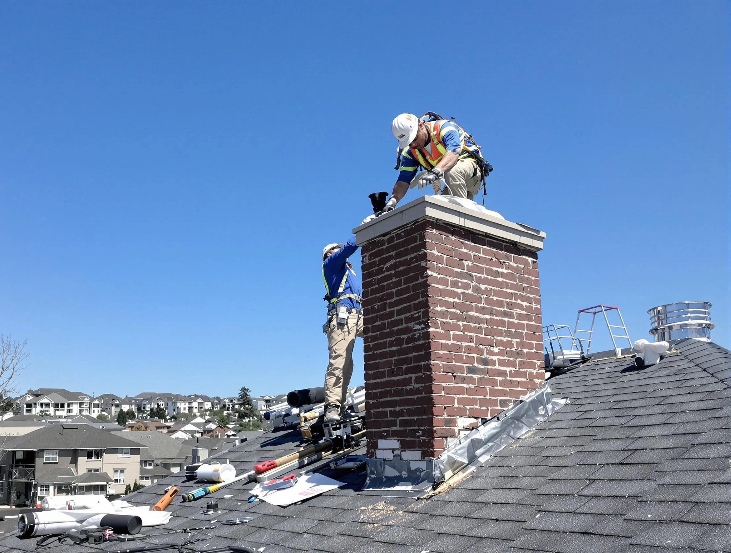 Murfreesboro Chimney Sweep repairing a chimney crown in Murfreesboro, TN