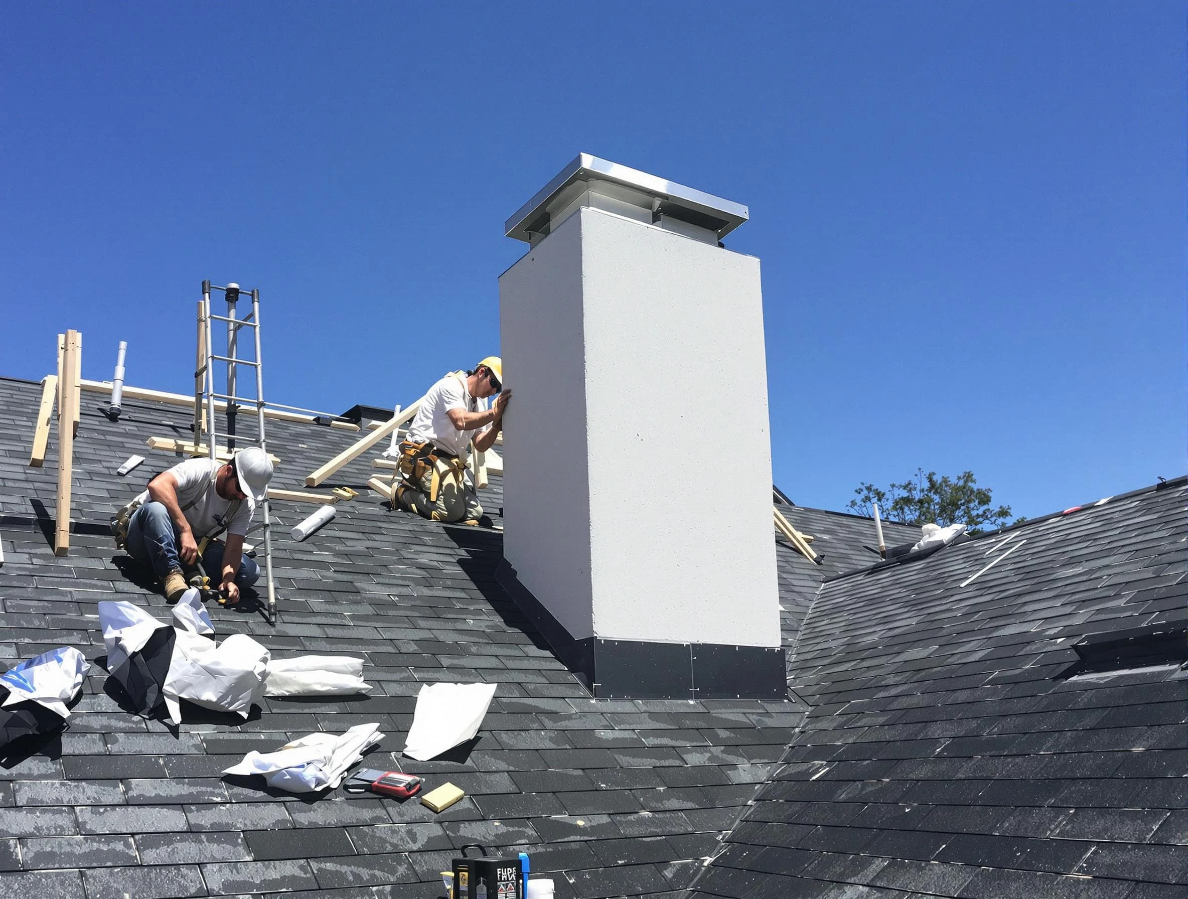 Murfreesboro Chimney Sweep crew installing a new chimney in Murfreesboro, TN