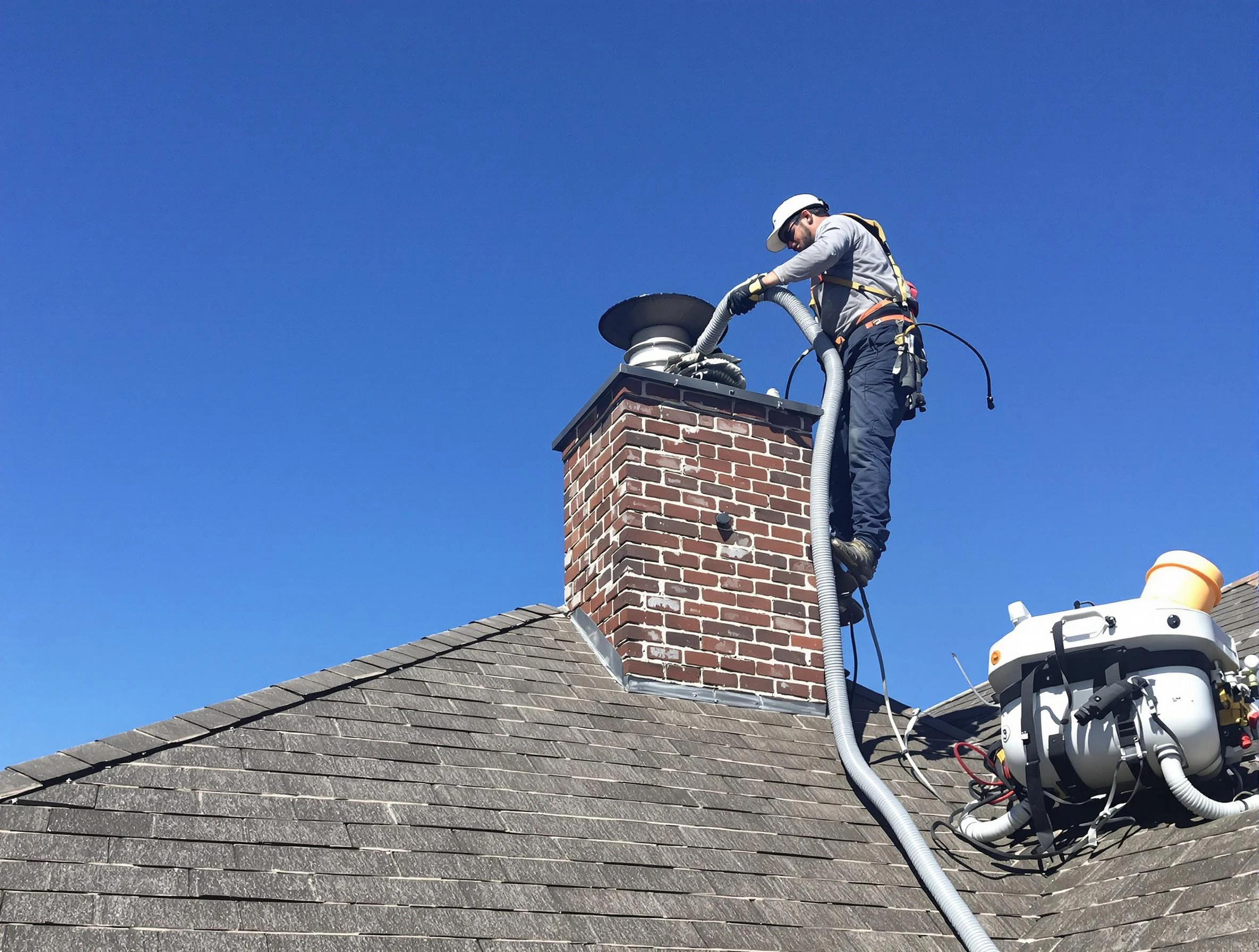 Dedicated Murfreesboro Chimney Sweep team member cleaning a chimney in Murfreesboro, TN