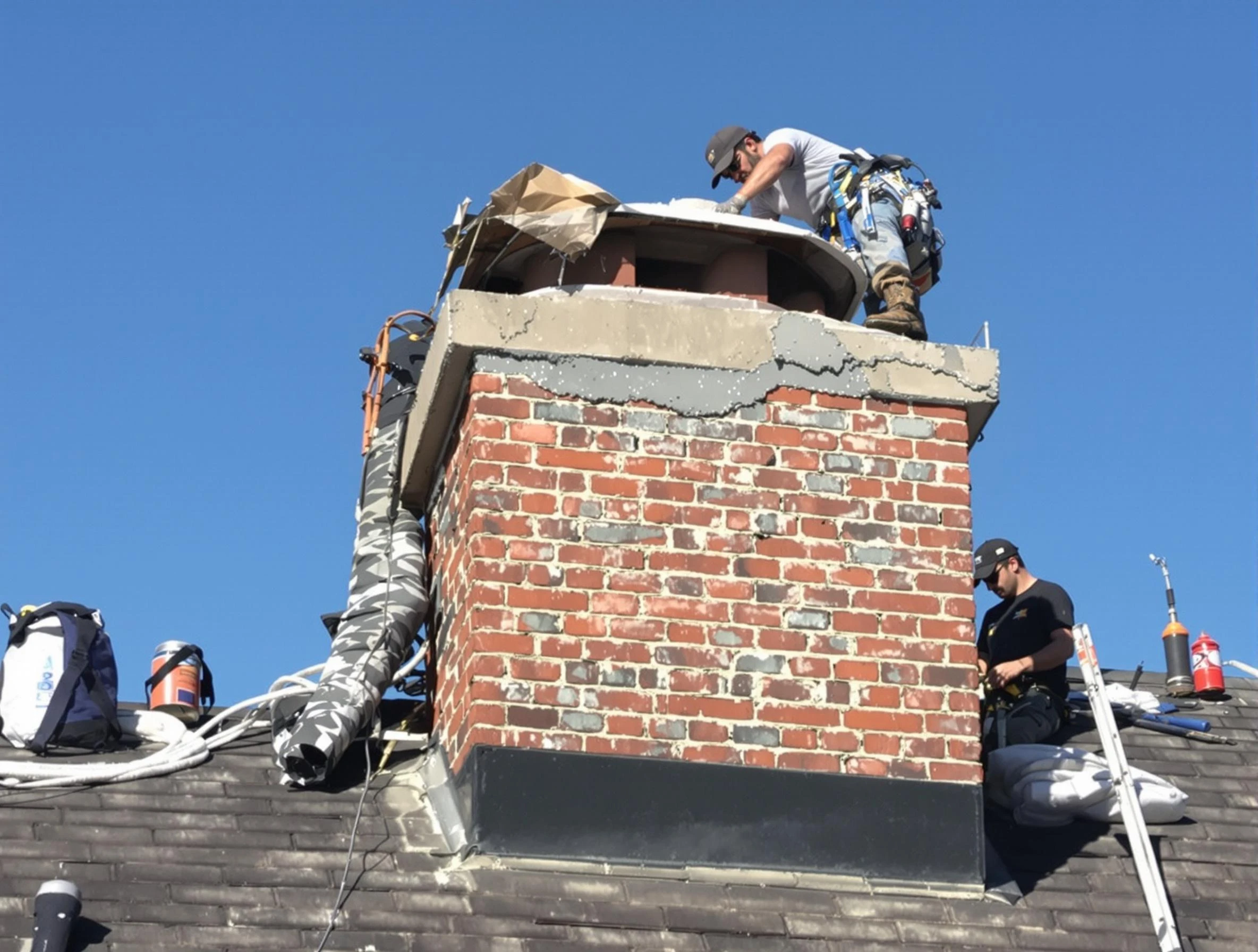 Murfreesboro Chimney Sweep installing a custom chimney crown in Murfreesboro, TN