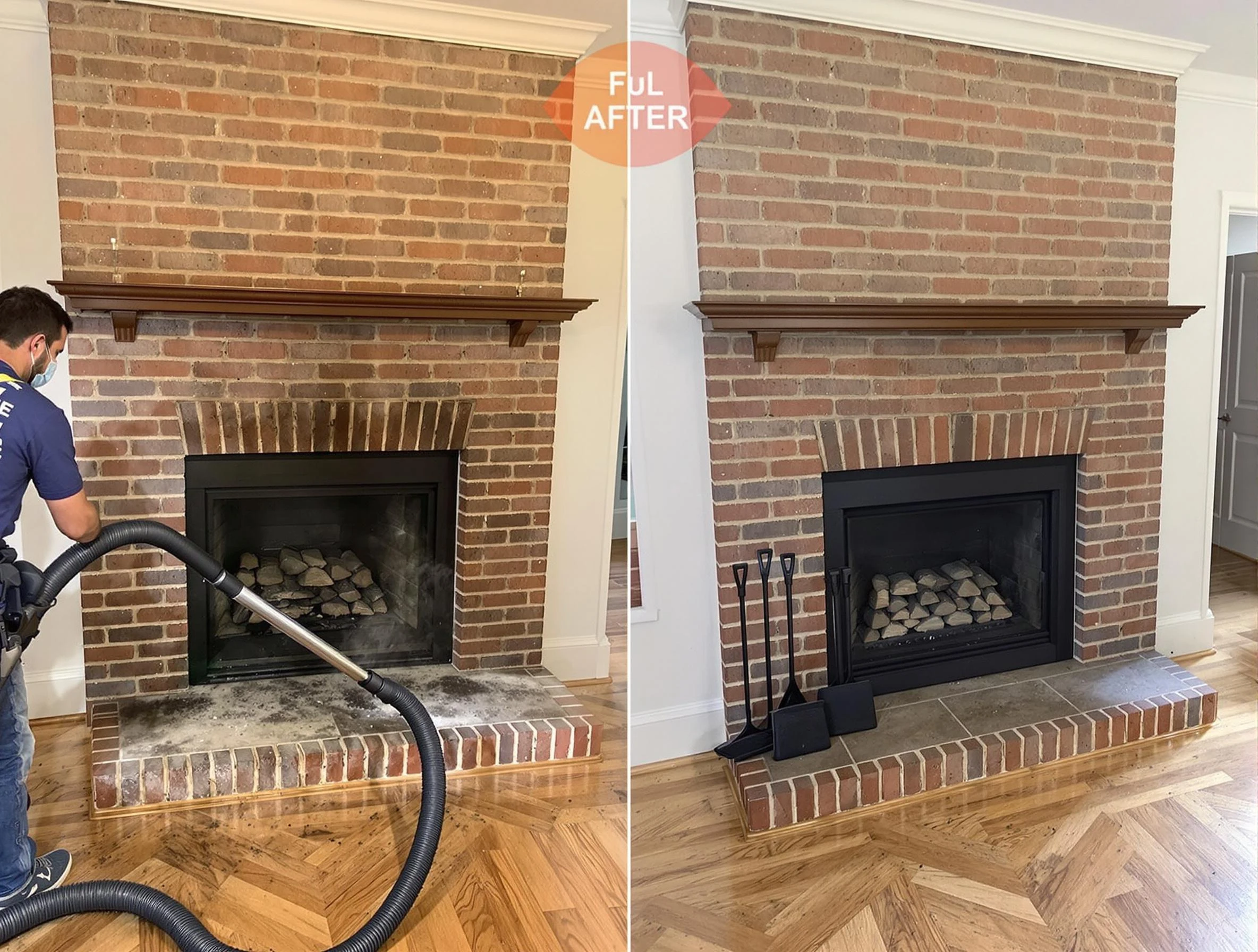 Murfreesboro Chimney Sweep carefully sanitizing a fireplace in Murfreesboro, TN