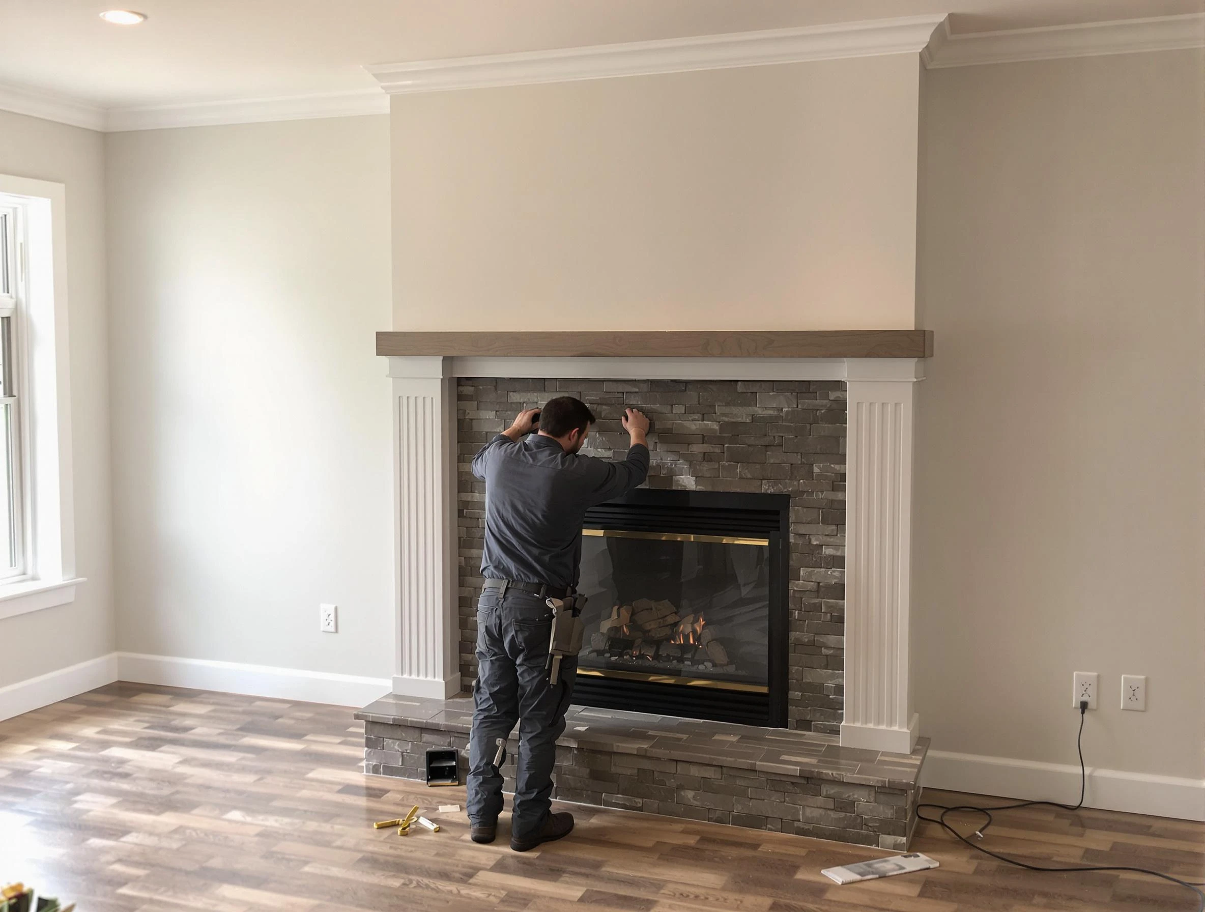 Murfreesboro Chimney Sweep finishing a custom fireplace install in Murfreesboro, TN